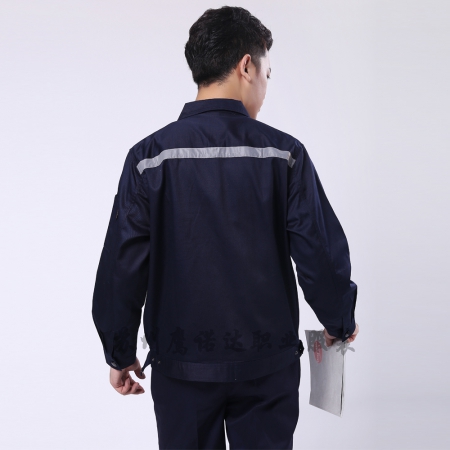 藏青拼米色全棉厂服AC090-QM